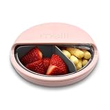 melii Spin Snack Container | 3-Compartment Rotating Snack Box with Sliding Window, BPA-Free, Dishwasher Safe, Portable Snack Container for Kids Ages 3+ (Pink)