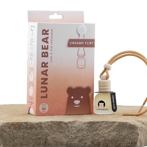Image of LUNAR BEAR Creamy Flirt Car Air Freshener | Hanging Car Perfume Diffuser with Protective Case | Luxury Car Fragrance Made with Premium Essential Oils | Alcohol Free & Long Lasting