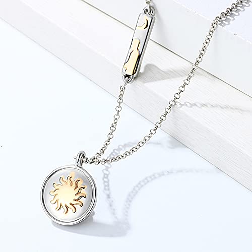Jemant Moon And Sun Necklace For Couples Matching Engraved Star Moon Men Women Kiss Gold Silver Sun Moon Necklace Couple Set For Him And Her Boyfriend And Girlfriend Valentine's Day Gift (Silver) #TOP5