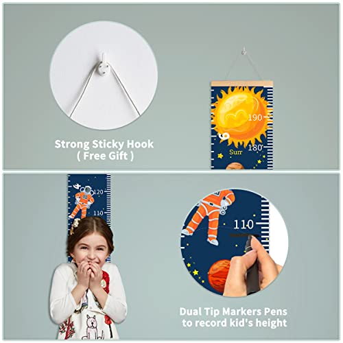 Outer Space Growth Chart For Kids, Rocket Baby Height Chart Ruler Removable Canvas Wood Frame Hanging Wall Rulers Measurement Charts For Toddler Room Decoration Nursery Decor Gift For Boys And Girls #TOP4