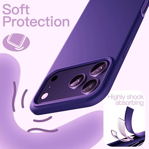 Image of Silicone Case for iPhone 17 Pro Max 6.9-Inch, Silky-Soft Touch Full-Body Protective Phone Case, Shockproof Back Cover for iPhone 17 Pro Max (Deep Purple)