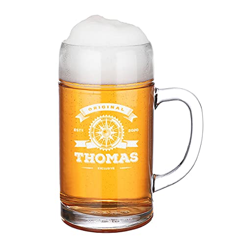 polar-effekt Boccale da birra da 1 litro, con nome a scelta, per gli appassionati della Baviera, idea regalo perfetta per bevitori di birra, uomo, papà, nonno, motivo ancora originale