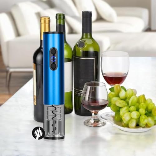 Image of COKUNST Electric Wine Corkscrew Bottle Opener with Foil Cutter & LED Light | Battery Operated Automatic Wine Opener for Home, Party & Restaurant Use - Blue