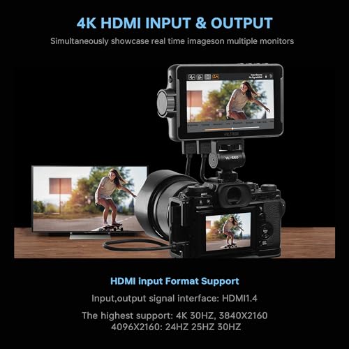 image for VILTROX DC-550 5.5 Inch Touchscreen Camera Field Monitor, 4K HDMI, 120