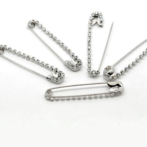 Agrafka, 58×12mm 50 szt. Duża agrafka, prosta biała inkrustowana K(30pcs)