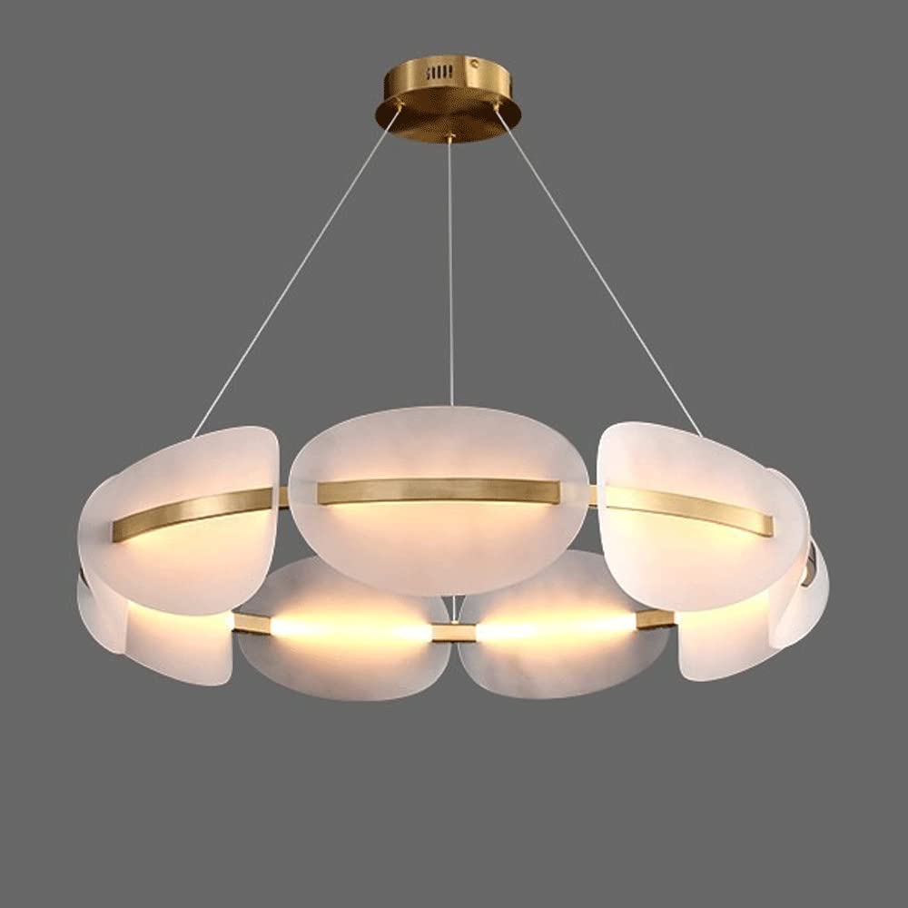 Lustre de salon postmoderne entièrement en cuivre et acrylique rond de 60 cm