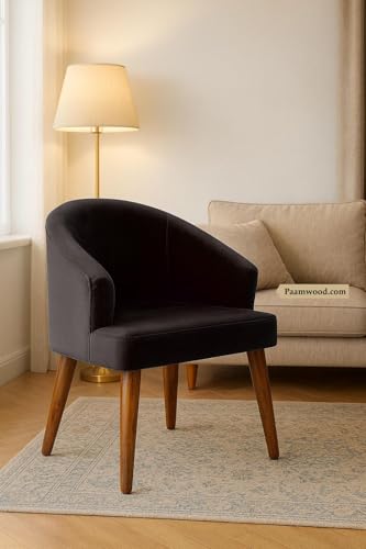 Image of Upholstery Barrel Arm Chair with Soft Serenity Suede Fabric for Dining Room, Living Room, Bedroom, Cafe, or Restaurant with Comfortable & Stylish | Black Set of 2