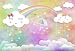 Produktbild YongFoto 1,5x1m Vinyl Foto Hintergrund Weiße Cartoon Wolken Regenbogen Regenschirm Bunte Herzpapiere Aquarell Hintergrund Fotografie Hintergrund Backdrop Fotostudio Hintergründe Requisiten