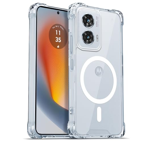 Image of AESTMO Clear Back Cover for Moto Edge 50 Fusion /Moto G85 5G | 360 Protection | Transparent Back Cover (PC + TPU, Compatible with MagSafe Accessories, Transparent Bumper)
