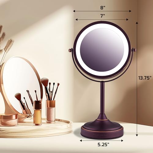 Image of OVENTE 7'' Lighted Magnifying Makeup Mirror, Antique Bronze MCT70ABZ1X7X
