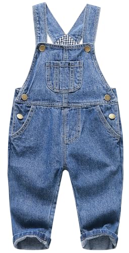 Image of KIDSCOOL Toddler Baby Denim Overalls Ripped Holes Jean Bib Romper Jumpsuit