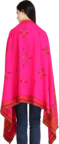Image of Exotic India Women's Kutch Wool Shawl (SHV95--beige)