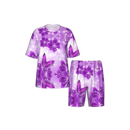 Ensemble de pyjama pour hommes imprimé papillons violets d'été - 4