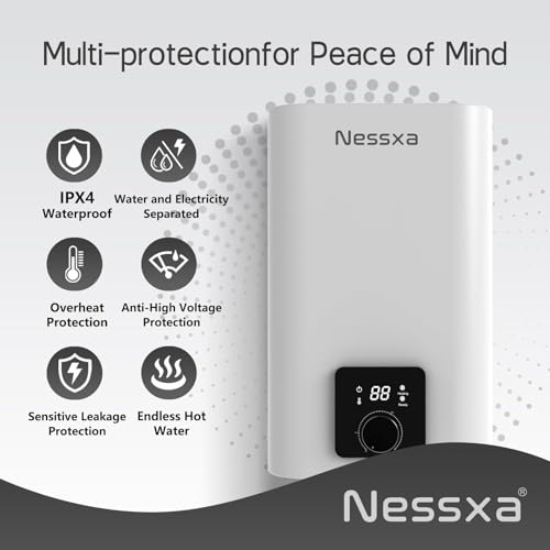 image for Nessxa 8 Gallon Electric Mini Tank Water Heater, 110V 1500W Point of U