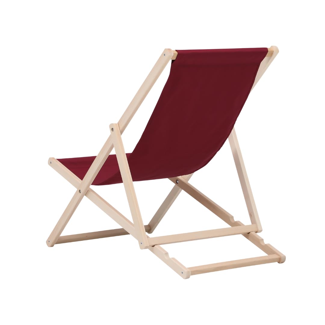 BAS Tumbona Plegable de Madera de Haya Maciza – 3 Posiciones Regulables, Tela Oeko-Tex, hasta 120 kg