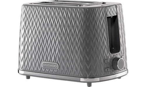 Daewoo Argyle Collection Toaster 2 Slice With Defrost Reheat And Browning Control To Use At Your Convenience While The Removable Crumb Tray Makes Cleaning Quick Grey