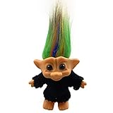 Lucky Troll Dolls,Cute Vintage Troll Dolls Chromatic Adorable for Collections, School Project, Arts and Crafts, Party Favors with Wool Clothes. (Black)