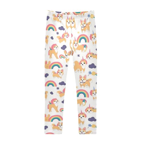 Cute Dogs Girls' Leggings Toddler Doodles Rainbow Unicorn Kids Yoga Pants Dance Active Tights 4T