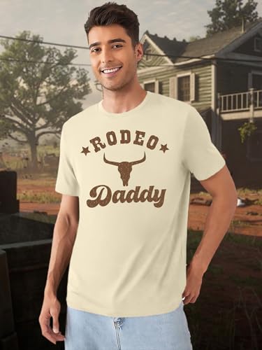 Rodeo Shirt for Couples Western Cowboy Rodeo Shirts Country Music T-Shirts Family Matching Short Sleeve Tee Tops(DaddyApricot,Small) — view 5
