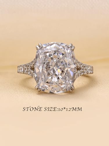4.5CT Cushion Cut Engagement Ring with Split Shank, 925 Sterling Silver CZ Simulated Diamond Promise Ring for Women2