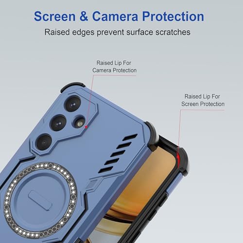 Image of amazon basics Back Case Cover for Samsung Galaxy A55 5G | Magnetic Case with Built-in Metal Ring | Supports Mag-Safe Charger, Wallet & Car Mount | Shockproof Hybrid PC + TPU | Blue