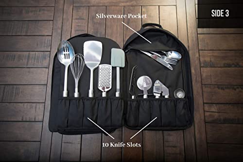 Execuchef Knife Bag With 29 Pockets For Knives And Kitchen Utensils | Business Card Holder And Lock | Water Resistant And Durable Ballistic Nylon Backpack For Professional Chefs And Culinary Students #TOP5