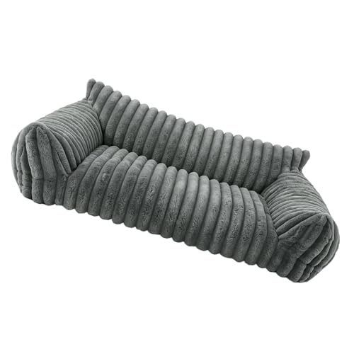 PUSOKEI Hundecouchbett für Kleine Hunde und Katzen, Warmes, Weiches Haustiersofa mit Rückenlehne, Ergonomische Dreiseitige Nackenstütze für Ganzjährigen Komfort (S 60 * 45 * 20cm)