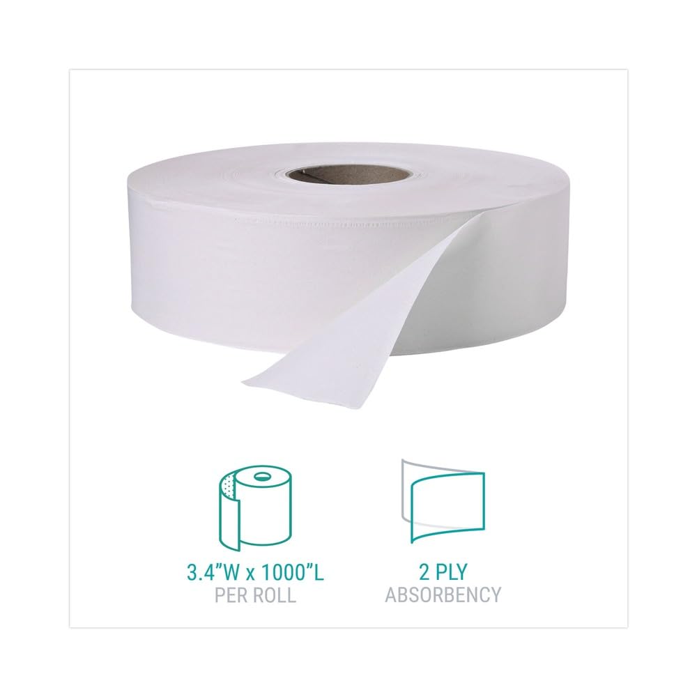 Windsoft 202 blanco rollo de papel higiénico Jumbo, 9 "de diámetro, 1000 FT (funda de 12)