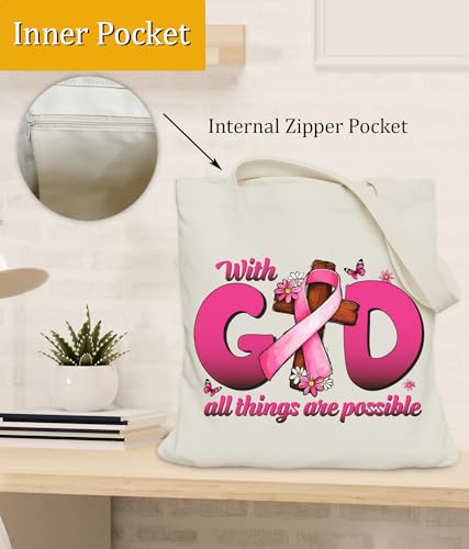 Image of Aesthetic Christian Gifts Tote Bag for Church, Religious Tote Bag for Bible Study, Medium Size with Inner Pocket