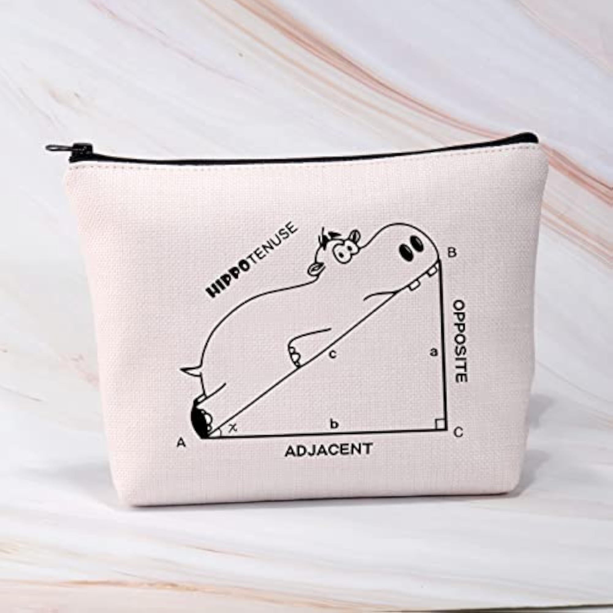 Hippo Lover Gifts Hippo Makeup Bag, Cute Zipper Pouch