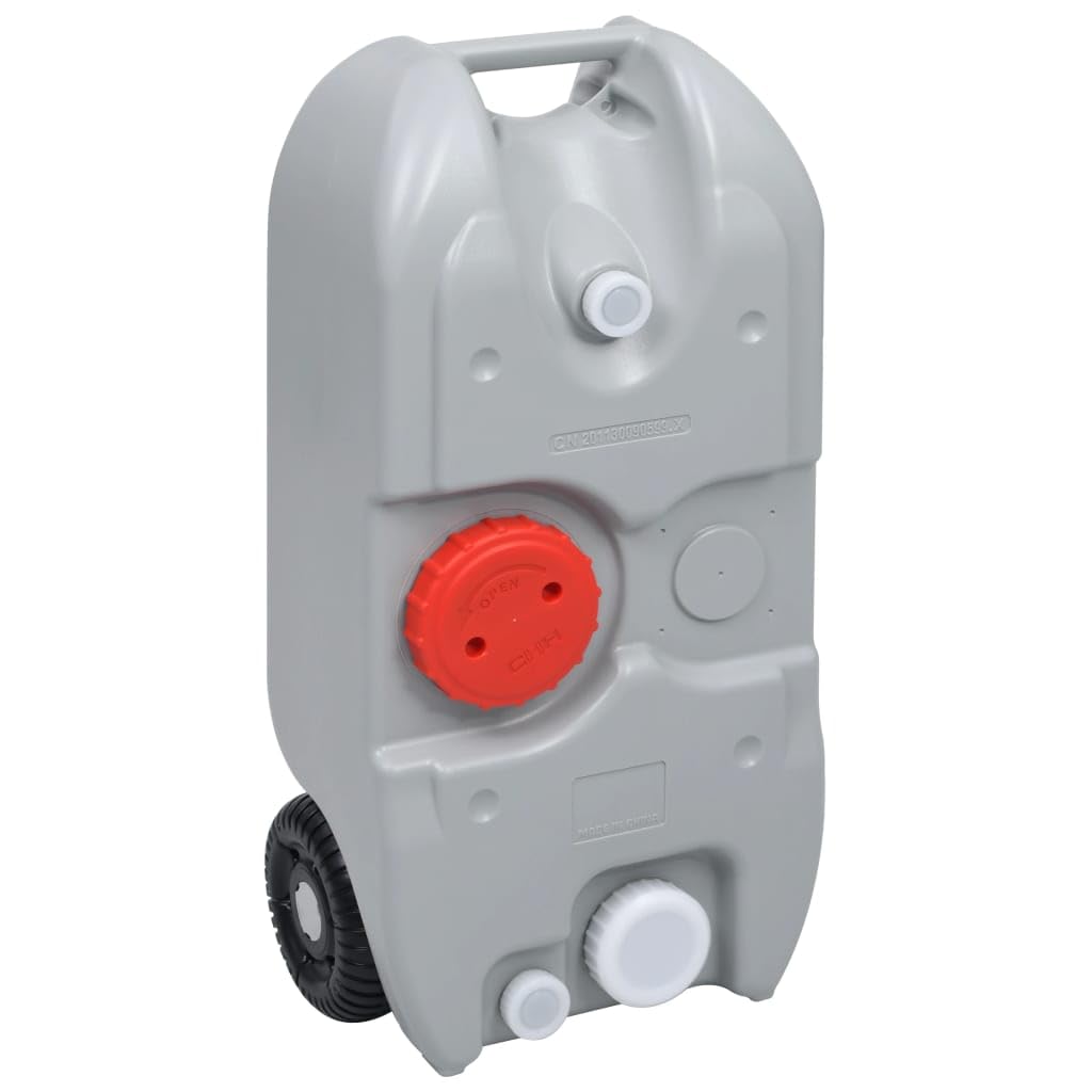 vidaXL Réservoir d'Eau sur Roues pour Camping Stockage d'Eau Toilette Lavabo Evier de Camping-car Caravane Voyage Portable 40 L Gris
