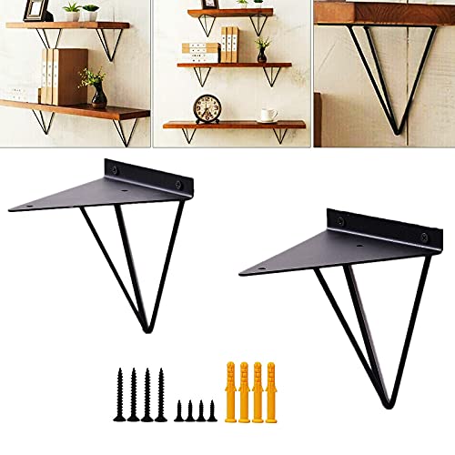2x Dreieckige Schwebe Regalwinkel Schwarz | Regalhalter Regalträger Wandkonsole Edelstahl | Prisma Regalhalterung Metall Wandmontage Platzsparend Cover