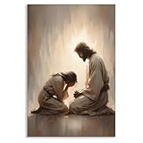 Jesus Christ Canvas Wall Art, Jesus with Woman Painting Poster, Christian Healed Pain Bible Verse Wall Decor, Religious Spiritual Gift for Prayer, LDS Picture for Church 12x16in Unframed