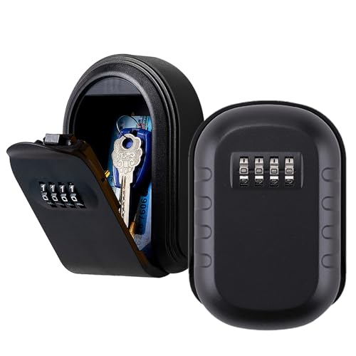 SAFEKEY HAVEN Key Lock Box with Small 4 Digit Combination | Wall Mounted Secure Lock Box for House Key | Resettable Code Safe Security Key Box | Indoor & Outdoor Keys Lockbox for Key Management (A4)