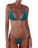 XUNYU - Conjunto de bikini de tanga para mujer - Bikinis brasileños de micro cuerdas, traje de baño sexy de dos piezas...