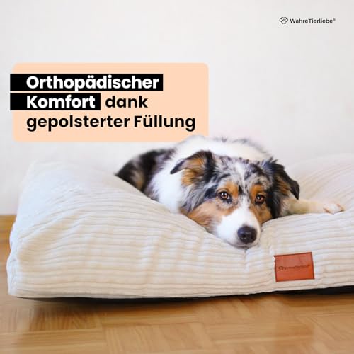 WahreTierliebe® Cozy Hundebett, Premium Hundekissen, Orthopädischer Komfort, Waschbar & Pflegeleicht, Strapazierfähiger Bezug, Perfekt für Zuhause und unterwegs