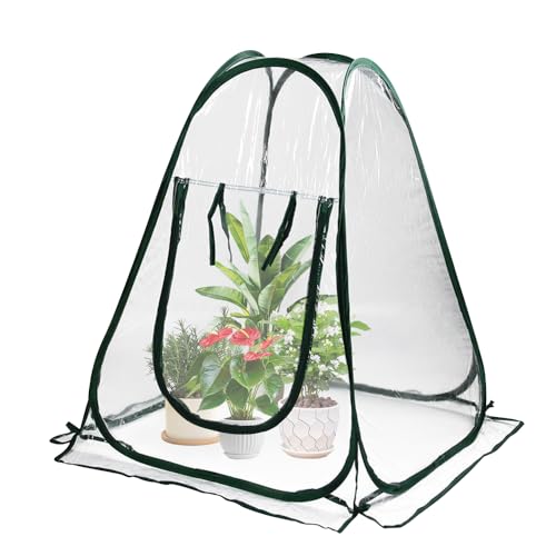 CLIUNT Invernadero Pequeño, Mini Invernadero Pop Up, Mini Cubierta de Invernadero Desplegable, Tienda de Invierno de PVC Transparente para Plantas, No Requiere Montaje(70 x 70 x 80 cm)