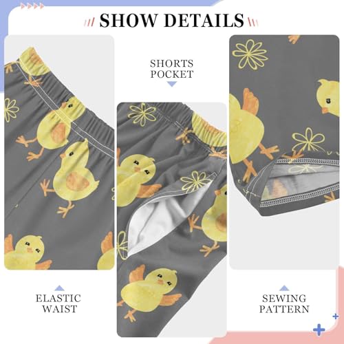 Chick Florals Boys Long Pants Soft Trousers Elastic Waist Kids Lounge Bottoms with Pockets S-XL4