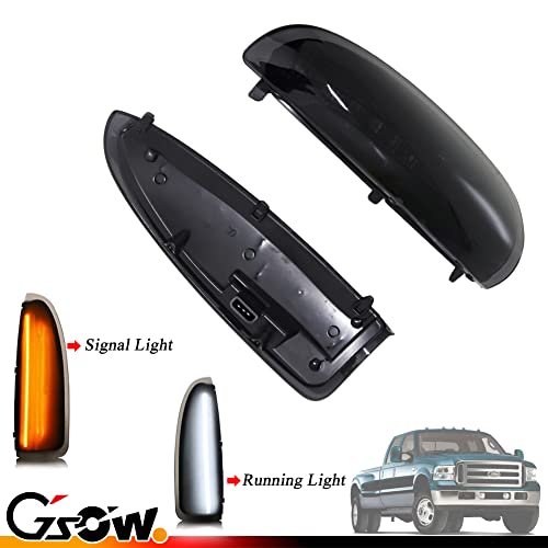 Gsowo 2 Pcs Led Side Mirror Marker Lights For Ford 2003-2007 F250 F350 F450 F550 Super Duty / 2000-2005 Excursion, Led Sequential Side Mirror Turn Signal Lamp Assembly - Switchback Led #TOP5