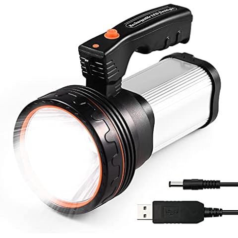 Utry LED Rechargeable Handheld Searchlight High-Power Super Bright 7800 Lumens Tactical Spotlight Torch Lantern Flashlight (Silver) Cover