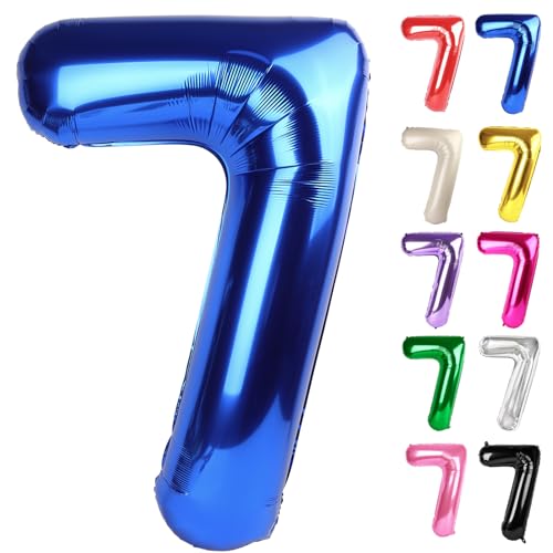 Blue Number 7 Balloon 40 Inch - 7 Balloon Number, 7th Birthday Decorations