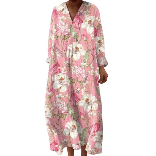Robe d'été longue pour femme avec dos nu plongeant rose XXL