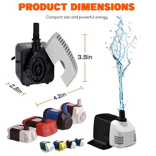 Image of MLD 18W Submersible Water Pump, 400L /H Flow Rate Pump for Cooler Aquarium Fountain AFP-1019(18 Watt,Multicolor) Pack of -1