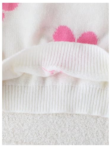 SweatyRocks Girl's Floral Print Sweaters Long Sleeve Crewneck Knitted Cute Flower Pullover Jumper4