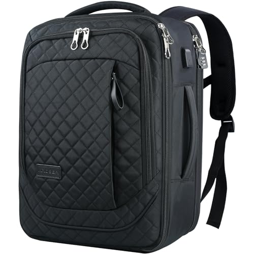 KROSER Laptop-Rucksack 17,3 Zoll Business Reiserucksack Handgepäck Wasserdicht mit Hartgeschältem Sicherheitsraum Ladeanschluss RFID Tasche für Männer/Frauen/Herren/Damen