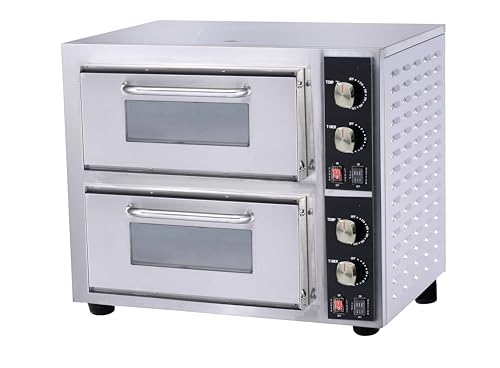 CLIVIA Countertop Pizza Oven, Stainless Steel 2 Layers Pizza Cooker 4400W Electric Indoor Pizza Oven with Timer for Home Restaurant