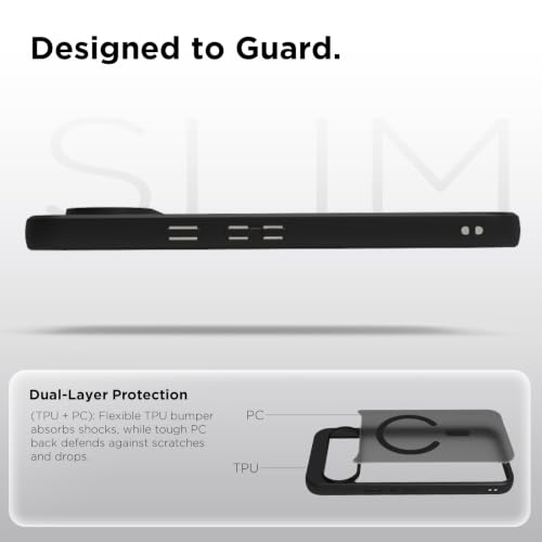 Image of RIGGEAR Shockproof Sleek Hybrid Armor Magnetic Back Cover Case Compatible with MagSafe Accessories for Google Pixel 11 Pro XL (Smoke Black Matte PC + Black TPU Bumper)