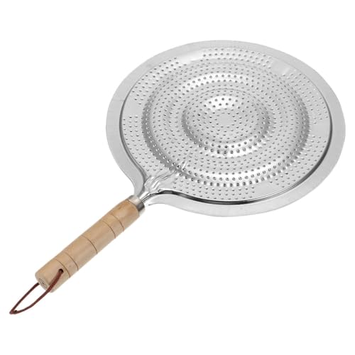 SOLUSTRE Tapete Aislante para Cocina Mango de Madera, Almohadilla Térmica Metálica Plateada para Placa de Cocina Eléctrica, Difusor de Calor para Cafetera y Utensilios, Protector de Mesa
