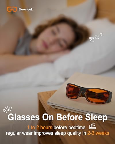 Image of Bloomoak 99% Blue Light Blocking Glasses,Nighttime Sleep,Fully Wraparound Your Eyes with No Leaks for Side Glare