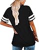 MOLERANI T Shirts for Women Short Sleeve V Neck Striped Summer Tops Casual Loose Tee Black 3XL #2